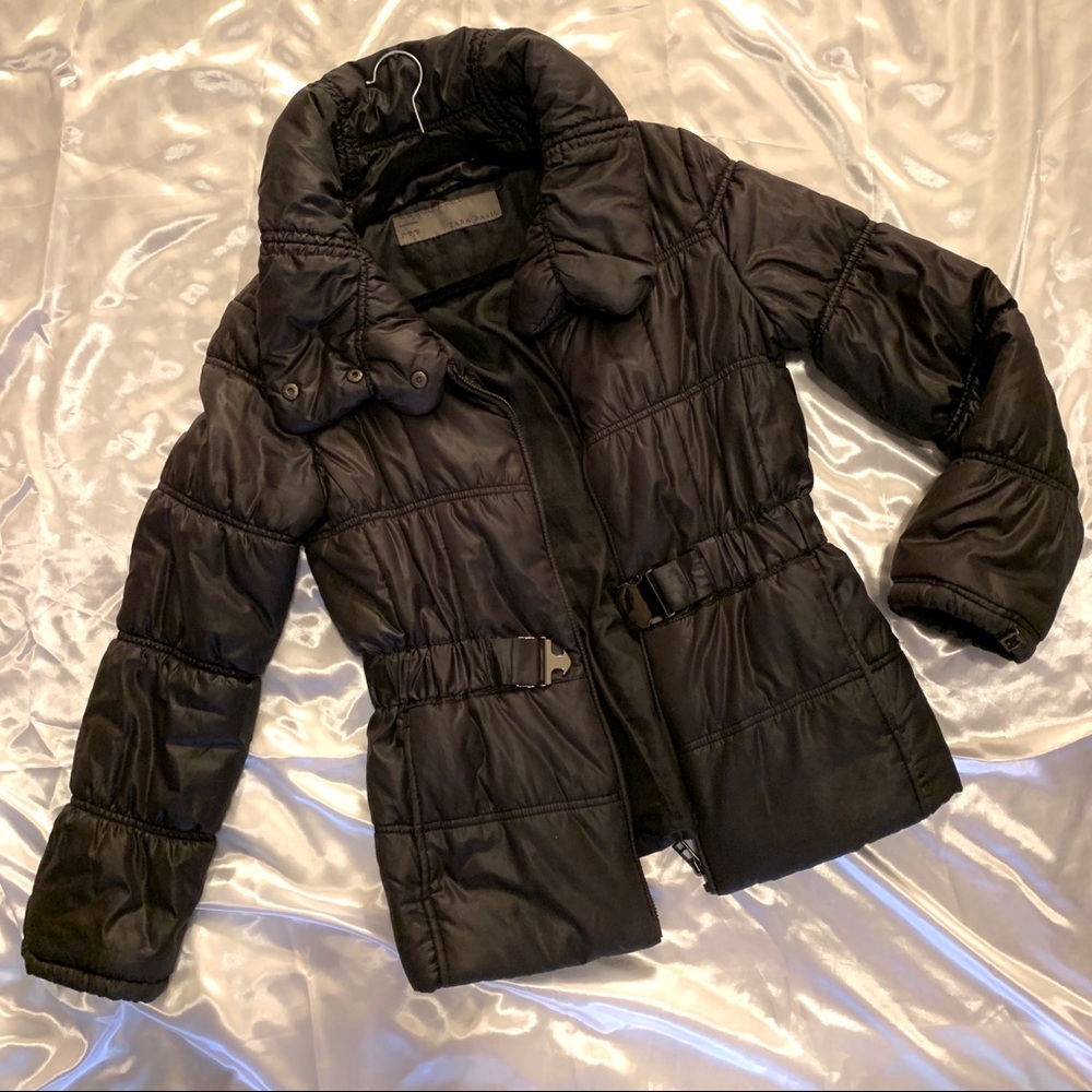 Zara black leather like puffer Coat - Picture 2 of 5